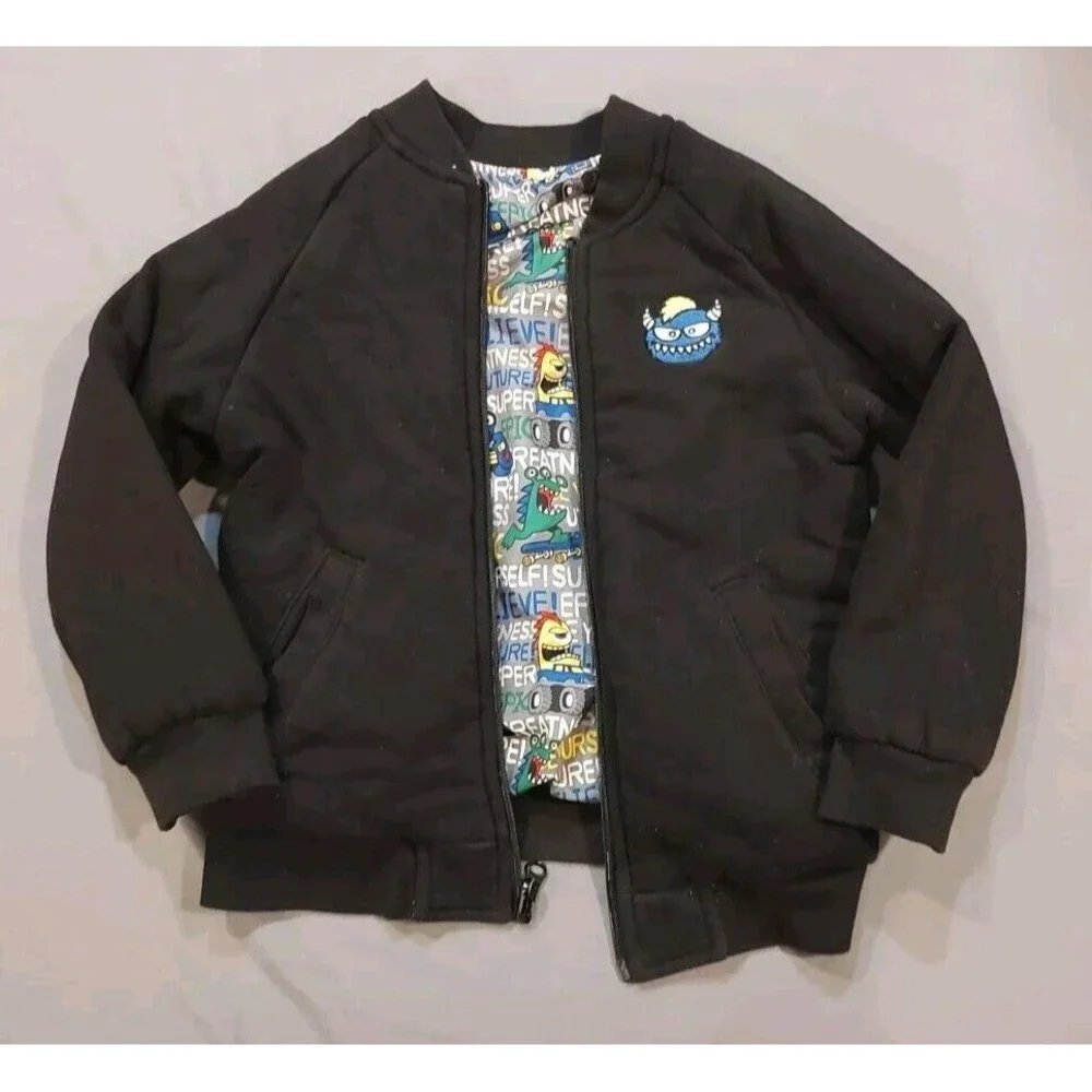 365 Kids From Garanimals Reversible Bomber Jacket-Size 6 Multi Colors Cars